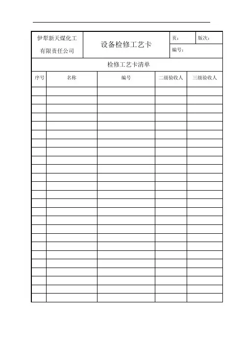 设备检修工艺卡-给煤机检修