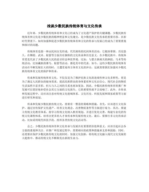 浅谈少数民族传统体育与文化传承