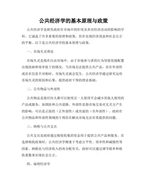 公共经济学的基本原理与政策
