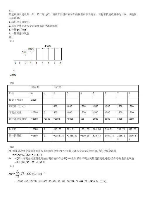 工程经济学课后答案第四章