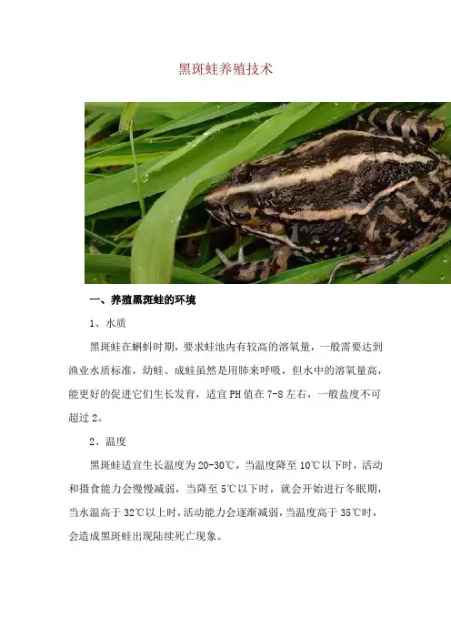 黑斑蛙养殖技术