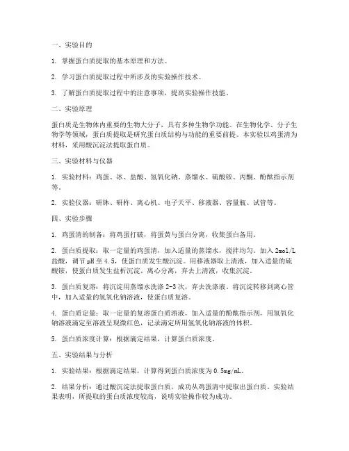 蛋白提取相关实验报告