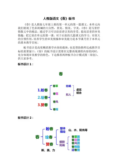 人教版语文《春》板书