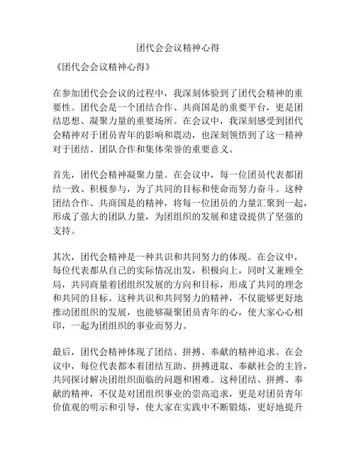 团代会会议精神心得