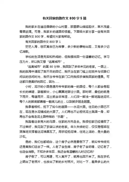 有关回家的路作文800字5篇