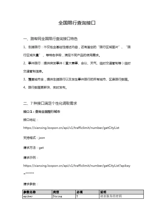 2020年全国限行数据API接口解决方案
