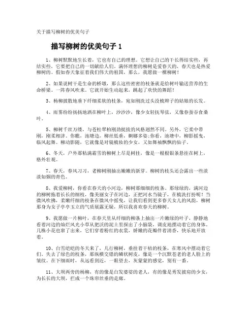 描写柳树的优美句子