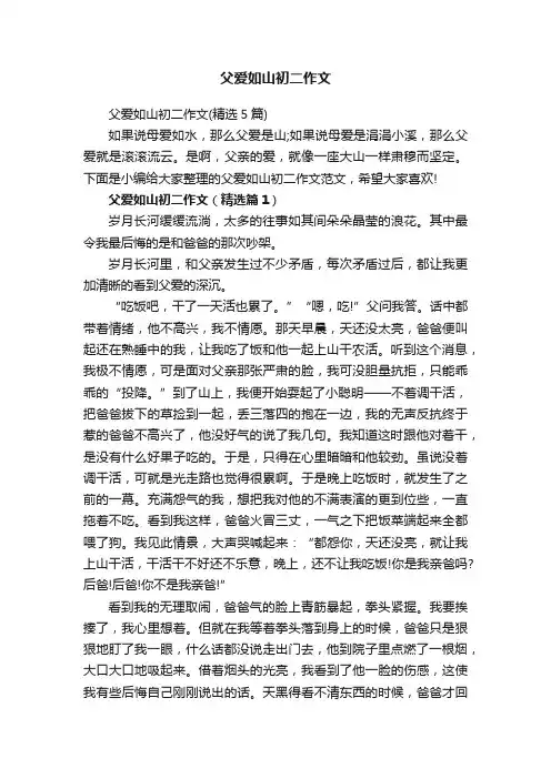 父爱如山初二作文（精选5篇）