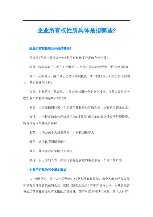 企业所有权性质具体是指哪些-