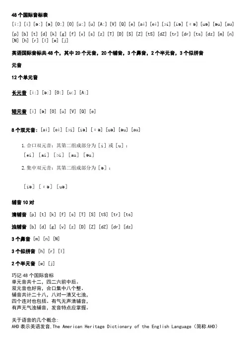 48个国际音标表--完整