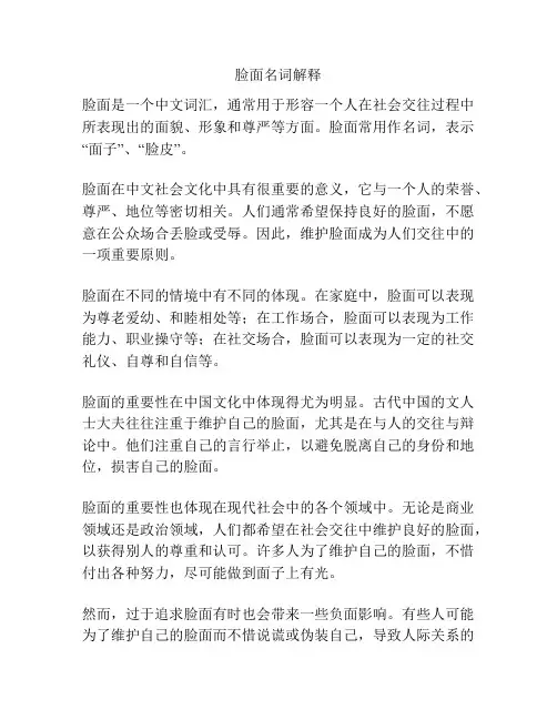 脸面名词解释