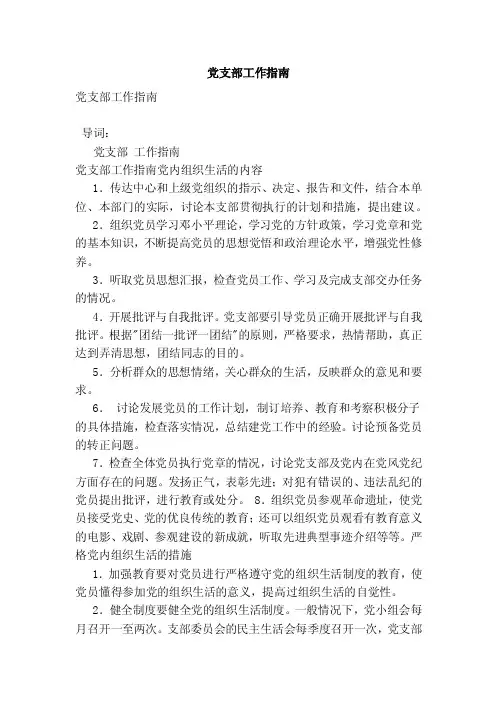 党支部工作指南（范文）