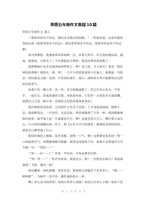 草原五年级作文集锦10篇