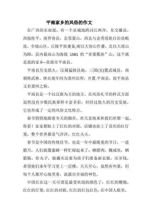 平南家乡的风俗的作文