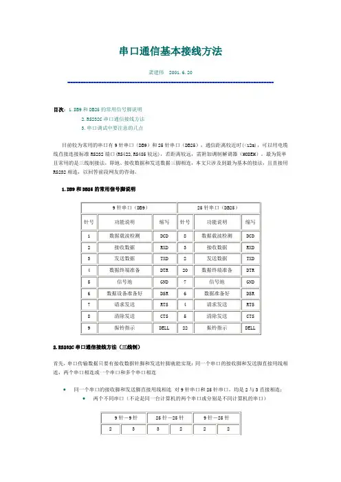 串口通信基本接线方法