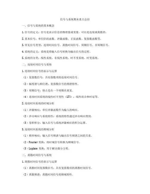信号与系统期末重点总结