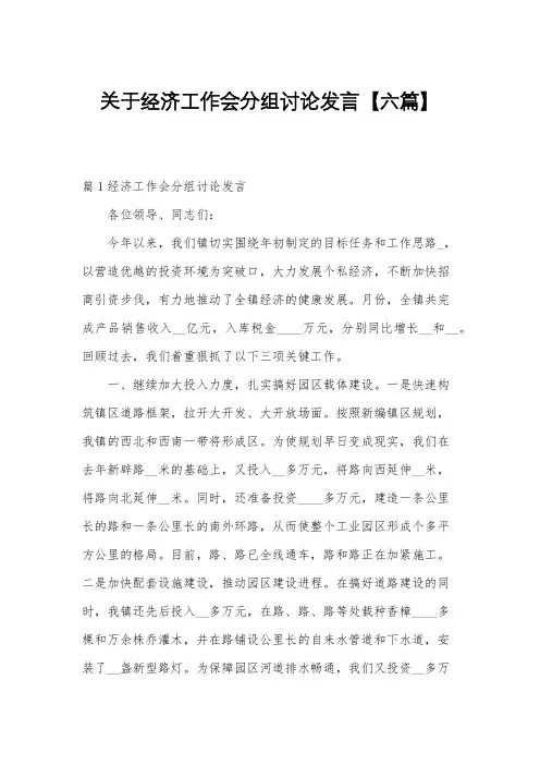 关于经济工作会分组讨论发言【六篇】