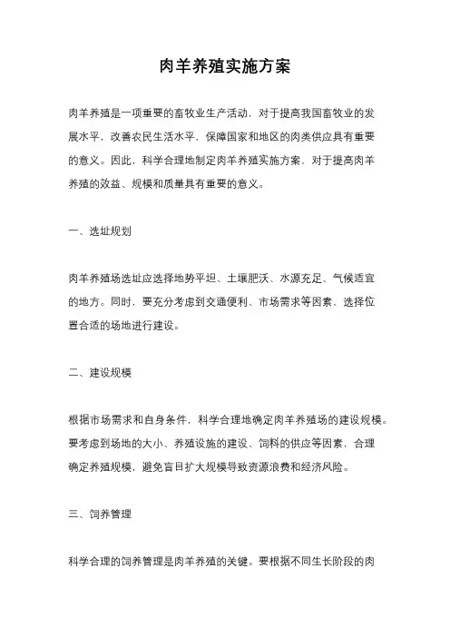肉羊养殖实施方案