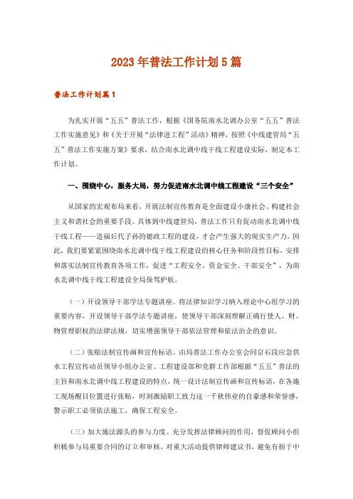 2023年普法工作计划5篇