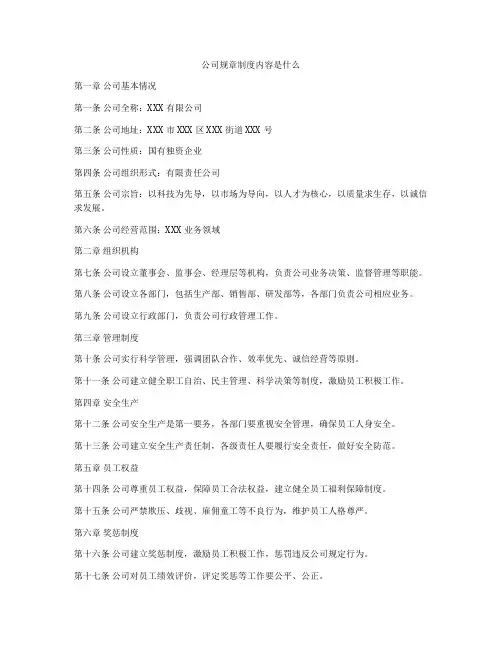 公司规章制度内容是什么