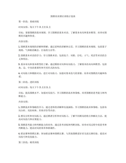 围棋培训课后训练计划表