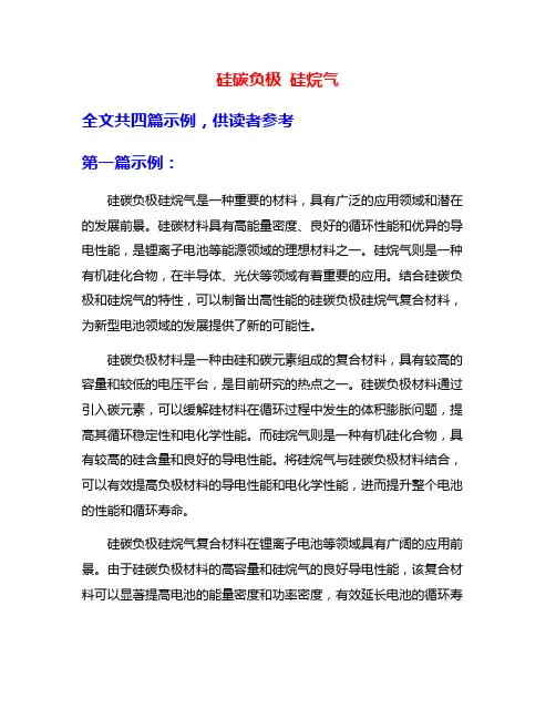 硅碳负极 硅烷气