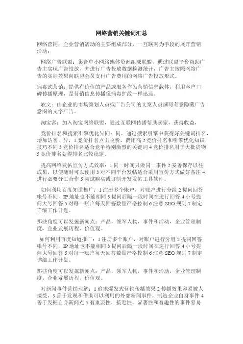 网络营销关键词汇总
