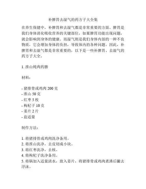 补脾胃去湿气的药方子大全集