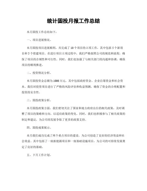 统计固投月报工作总结