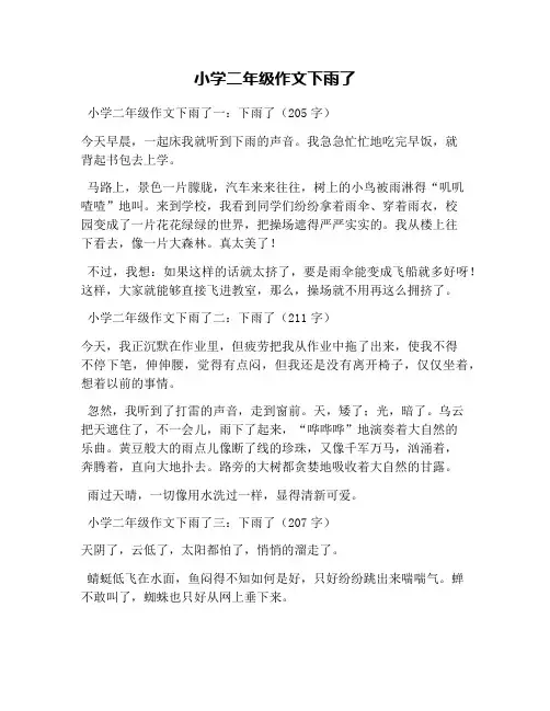 小学二年级作文下雨了