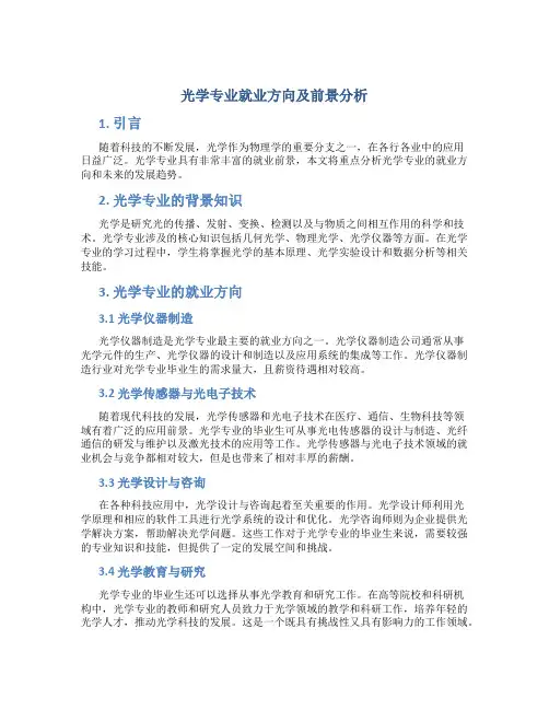 光学专业就业方向及前景分析
