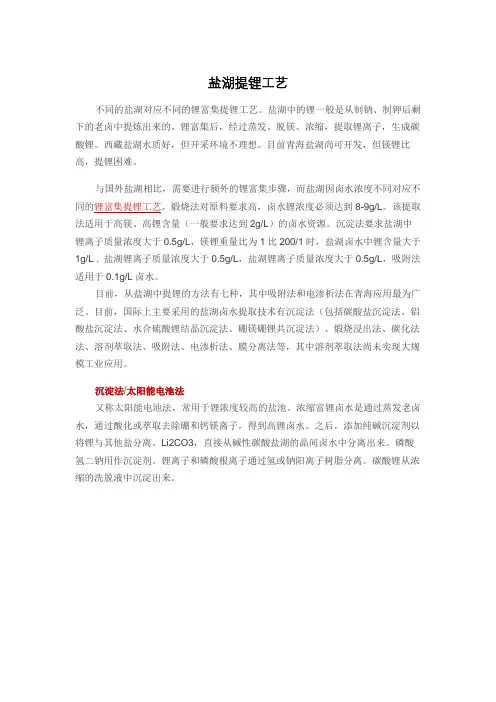 盐湖提锂工艺