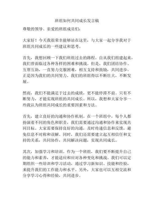 班组如何共同成长发言稿