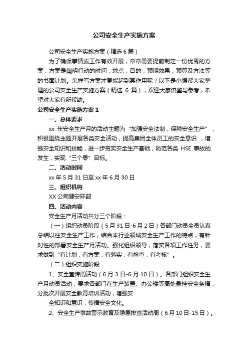 公司安全生产实施方案