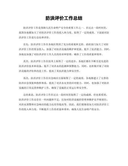 防洪评价工作总结