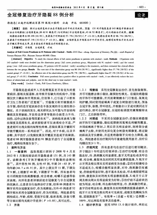 全冠修复治疗牙隐裂88例分析