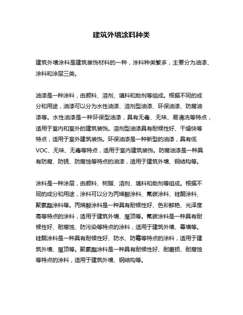 建筑外墙涂料种类
