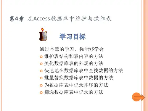 第4章在Access数据库中维护与操作表