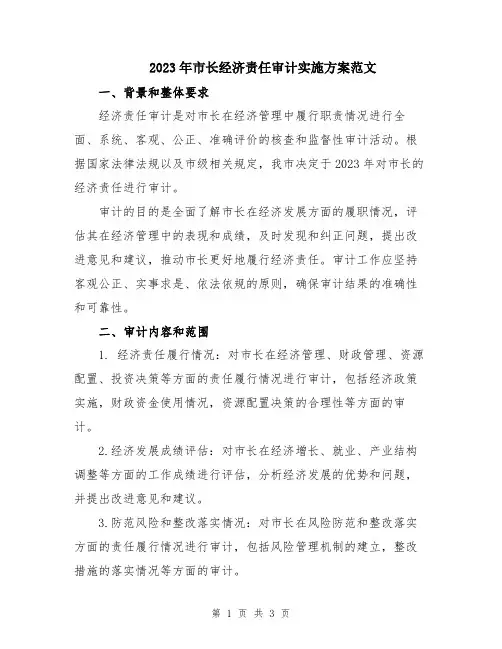 2023年市长经济责任审计实施方案范文