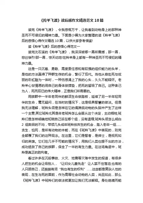 《羚羊飞渡》读后感作文精选范文10篇
