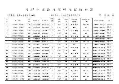 主体混凝土试块抗压强度试验台账