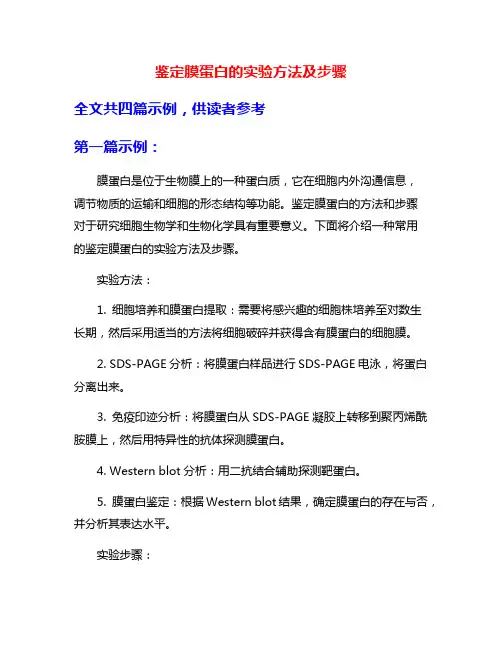 鉴定膜蛋白的实验方法及步骤