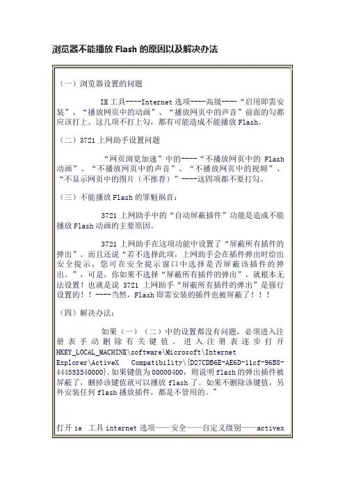浏览器不能播放Flash的原因以及解决办法