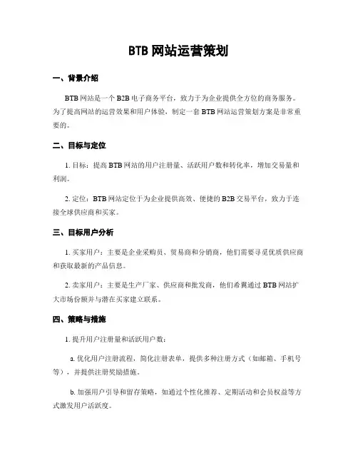 BTB网站运营策划