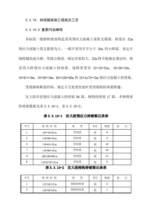 连续箱梁施工方法及工艺