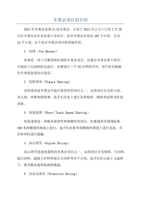 冬奥会项目的介绍