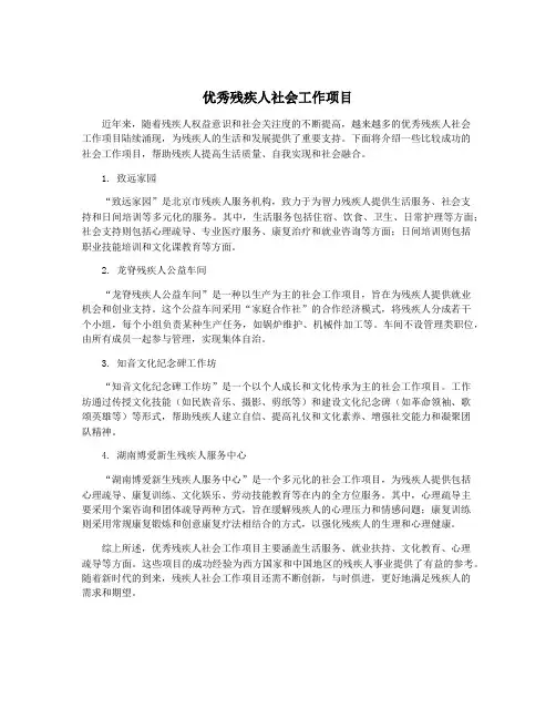 优秀残疾人社会工作项目