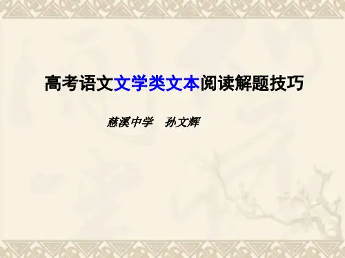 高考语文文学类文本阅读解题技巧,孙文辉