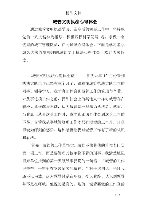 城管文明执法心得体会
