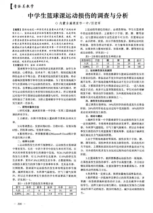 中学生篮球课运动损伤的调查与分析